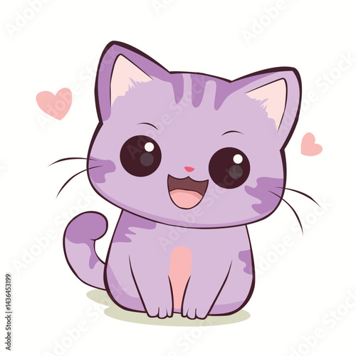 anime cartoon character orange color cute cat in spring, drawing, happy cute, art, animal, kitten, pet, graphic, cat