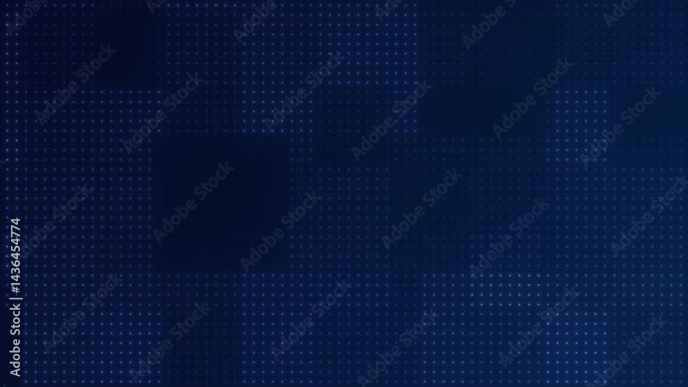 Abstract blue glow halftone dotted with thin grid lines creates a square animated background for UI technology screens or infographics. Seamless loop motion pattern. Fit for overlay layer
