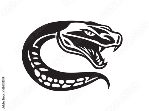 Snake silhouette on white background. Snake icon. Snake logo. Vector illustration. 