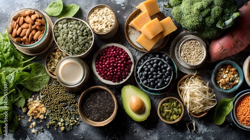 Vibrant Array of Vegan Sources Rich in Vitamin B12 with Healthy Ingredients for Nutritious Lifestyle