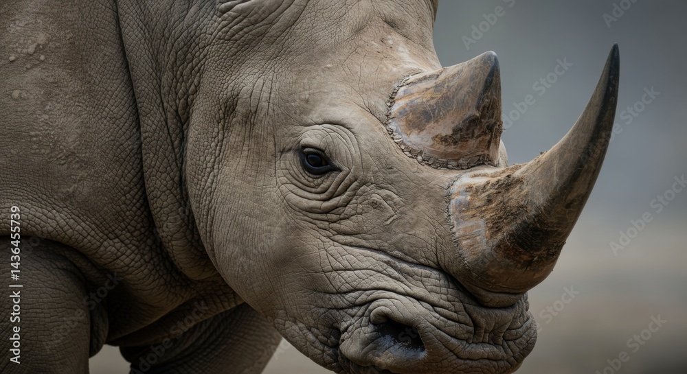 Obraz premium Close-Up Portrait of a Rhino's Face