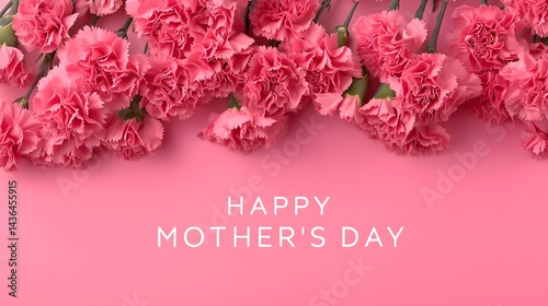 Vibrant Floral Banner with Pink Carnations Adorning a Canvas Background for Mother's Day Celebration