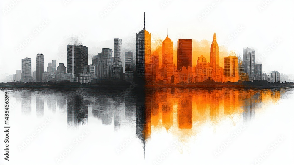 Fototapeta premium Divided Cityscape