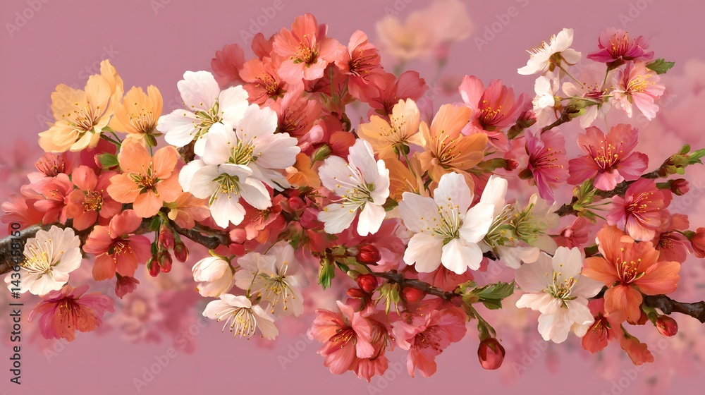 Obraz premium Vibrant Cherry Blossom Banner Bursting with Color and Life for Spring Celebrations