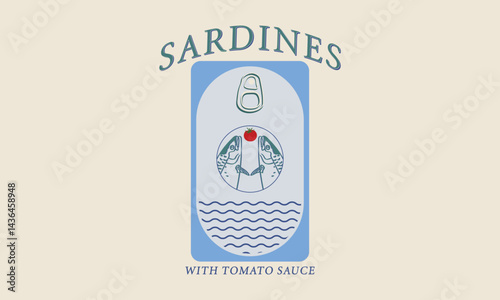  Sardines With Tomato sauce Tin box seafood fish vector fish tee shirt artwork or poster, sticker, and other uses
