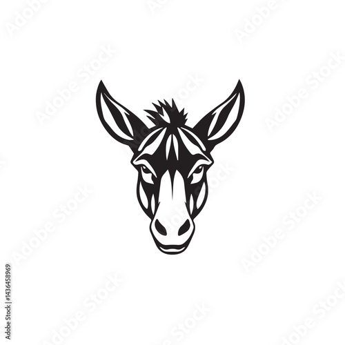 Donkey head silhouette on white background. Donkey icon. Donkey logo. Vector illustration.