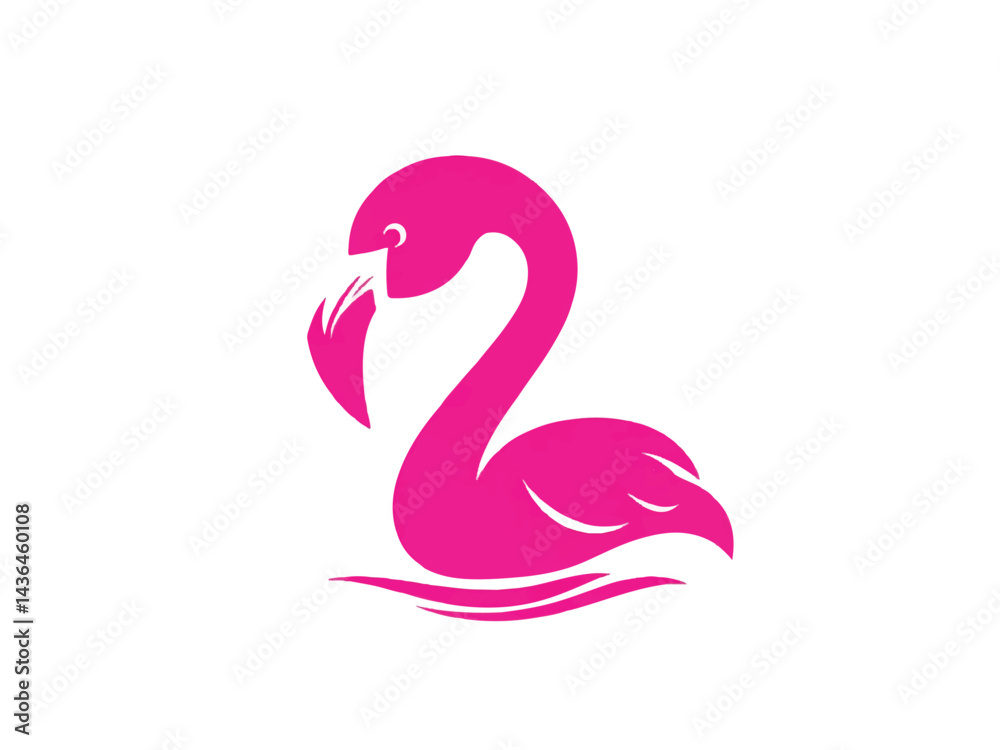 Fototapeta premium Minimalistic flamingo logo icon isolated on a white background. Flamingo vector illustration.