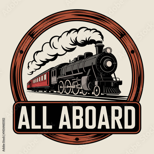 All Aboard Steam Train Badge