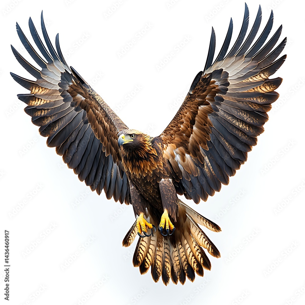 Obraz premium Detailed golden eagle wingspan action photo high resolution image