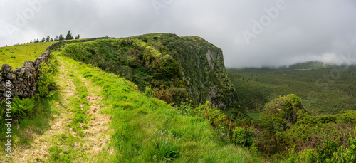 View over Rocha do Chambre on Trilho Rocha do Chambre - PRC06 on Terceira in the Azores of Portugal