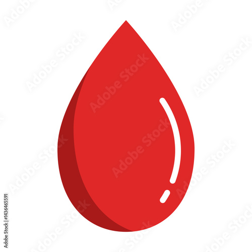 Blood drop.Droplet of red liquid isolated on white background.Blood donation symbol, medical icon vector graphic illustration.