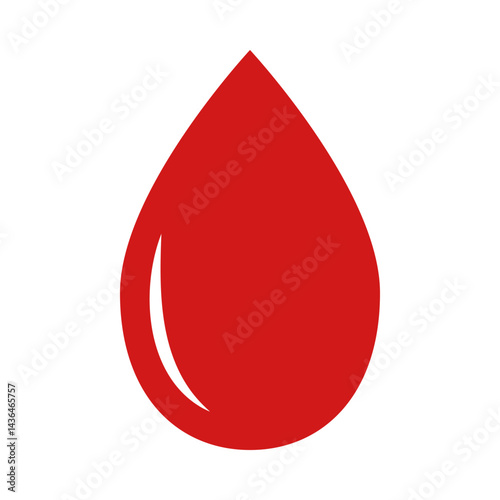 Red blood drop isolated on white background.Blood donation symbol, medical icon vector graphic illustration.