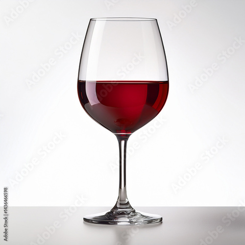 Bicchiere di vino rosso su sfondo bianco