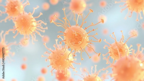 Microscopic view of bacteria and viruses in a petri dish, showcasing microbial organisms, infection research, and biological studies