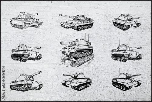 Defensive Powerhouse, Tank Blueprint Art, Armored Colossus, Mechanical Juggernaut