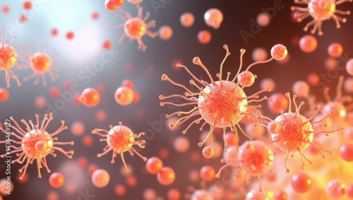 Microscopic view of bacteria and viruses in a petri dish, showcasing microbial organisms, infection research, and biological studies