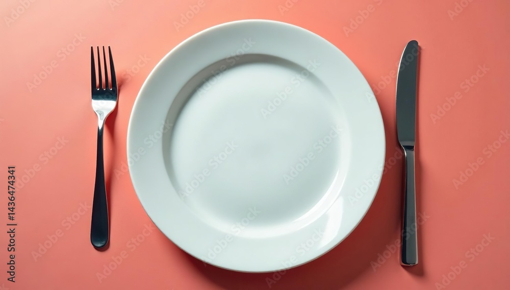 Empty plate, untouched meal, signifying fasting , resolve, water Empty plate, untouched meal, signifying fasting , resolve, water