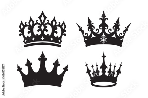 Royal Crown SVG Bundle King Queen Princess Prince Clipart for Cricut, Crafts, and Invitations