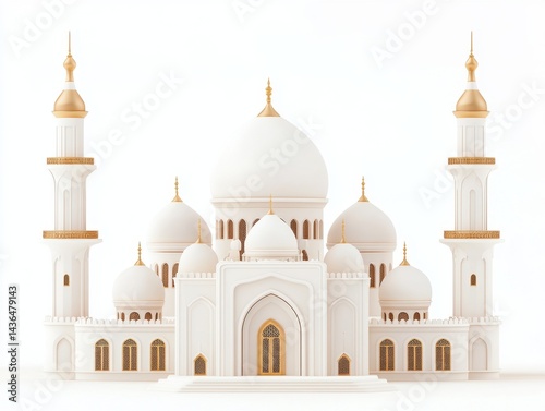 Wallpaper Mural A pristine white mosque with golden accents, featuring multiple domes and slender minarets.  A symbol of Islamic architecture Torontodigital.ca