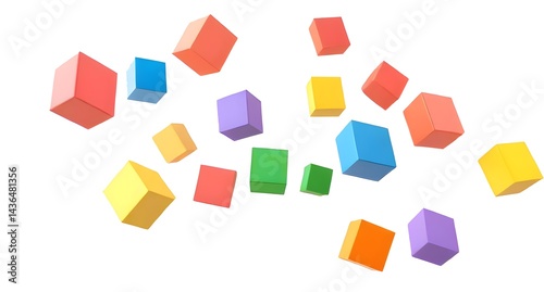Free Download Colorful Falling Boxes on Soft Background – Minimalist Vibrant 3D Abstract - GFXLoad