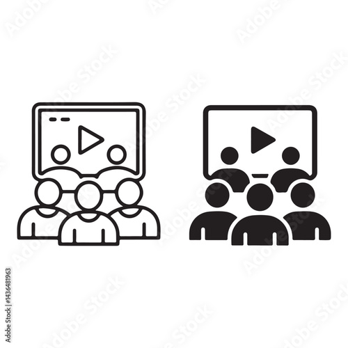 Video viewing icon duo outline and solid styles