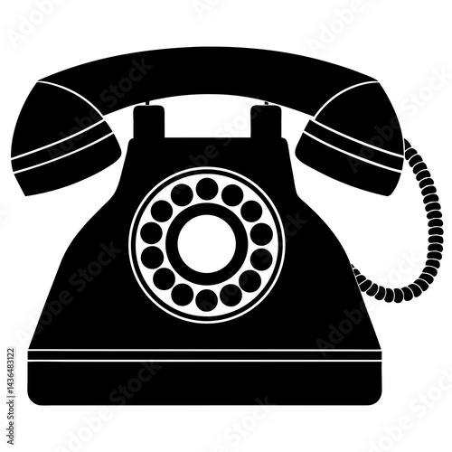 retro telephone on black background
