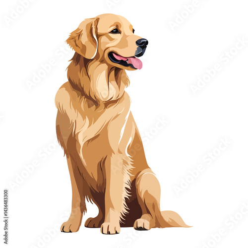 Adorable Golden Retriever Sitting with a Friendly Smile and Floppy Ears