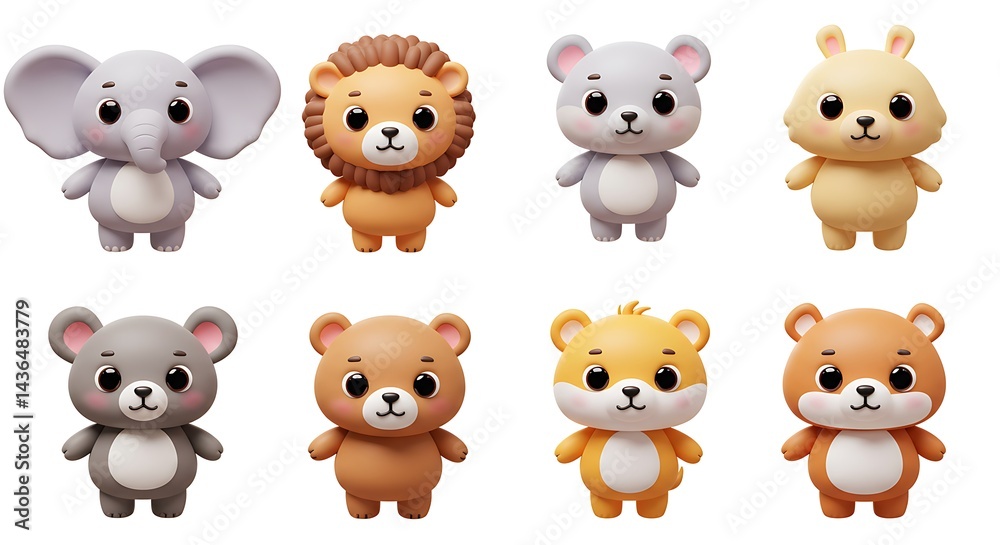 Cartoon Animal Collection Elephant Lion Mouse Bear Hamster Characters