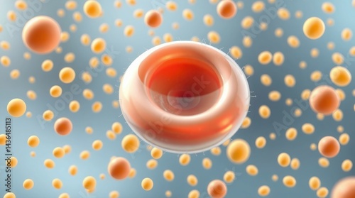 Macro 3d close up of different bacteria and virus cells in a scientific laboratory petri dish on simple background with copy space