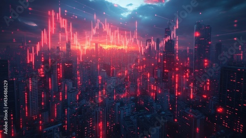 Financial Cityscape: A Digital Dawn of Market Fluctuations