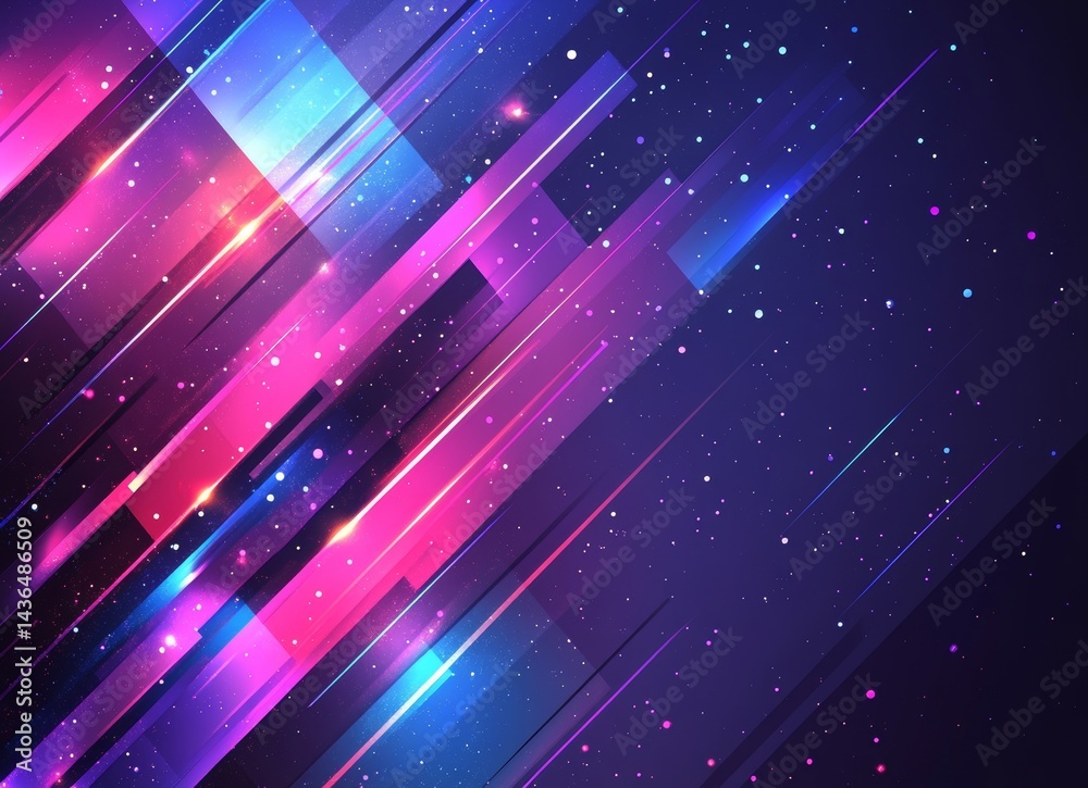 A dark background provides the setting for a vibrant neon square with geometric and abstract design elements, including pink and blue arrows pointing inward, which collectively create a futuristic A dark background provides the setting for a vibrant neon square with geometric and abstract design elements, including pink and blue arrows pointing inward, which collectively create a futuristic