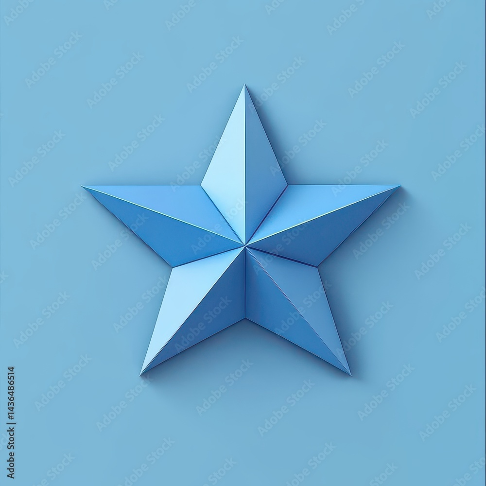 Obraz premium Monochromatic Blue Five-Pointed Star