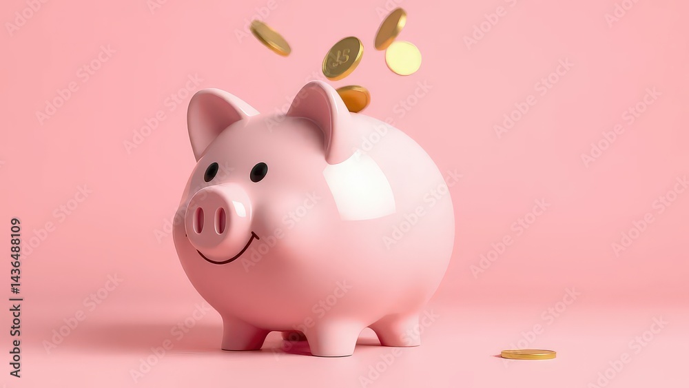 piggy bank with pink ribbon piggy bank with pink ribbon