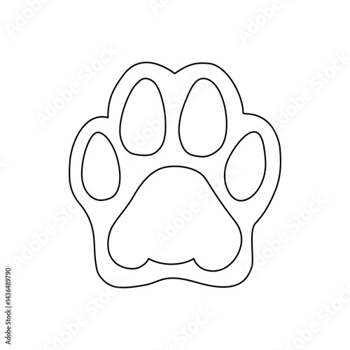 Simple black-and-white outline of an animal cat paw print