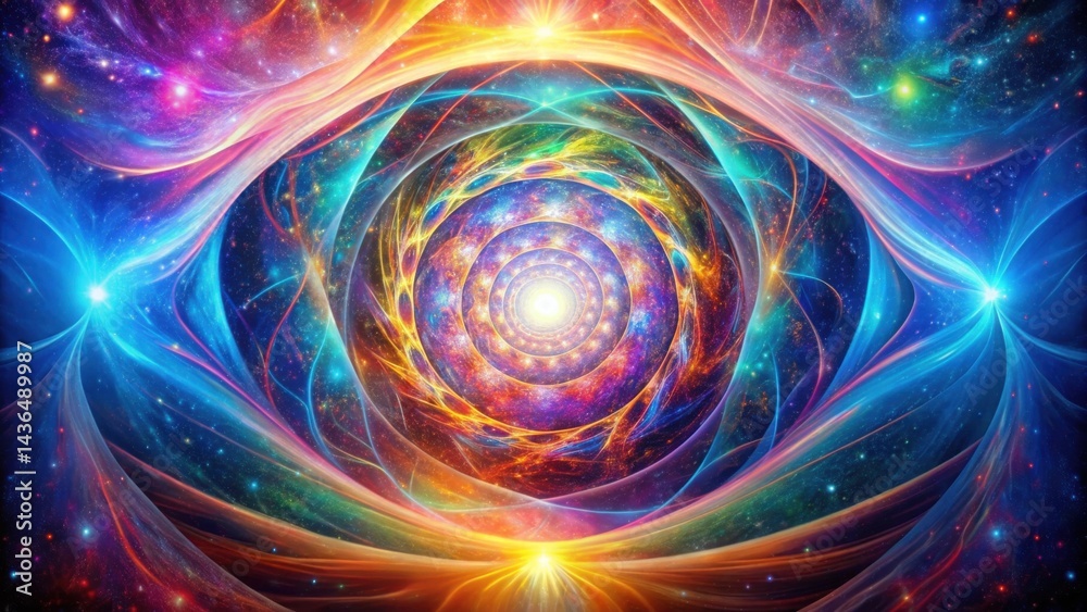 Cosmic Eye A Vibrant Tapestry of Celestial Energy and Infinite Swirling Galaxies