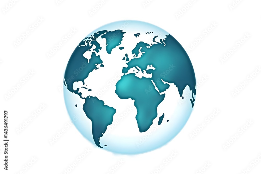 Fototapeta premium Watercolor Globe Icon Representing Global Connection on a White Background