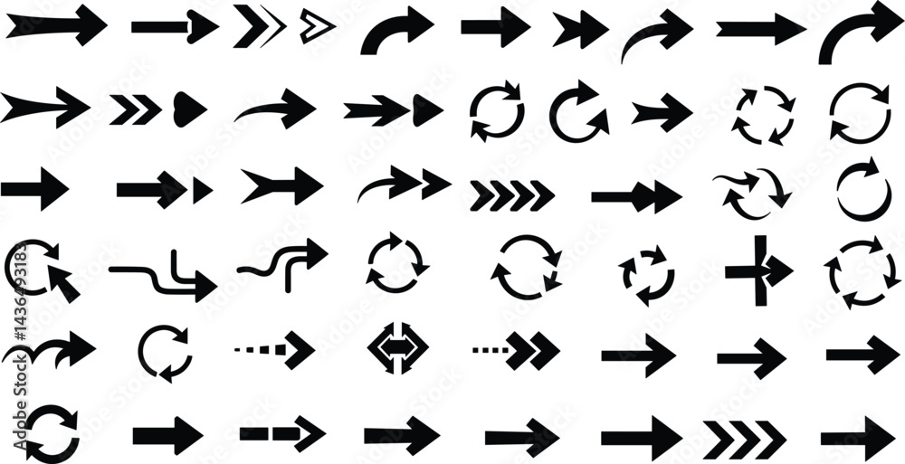 Arrow silhouette vector set