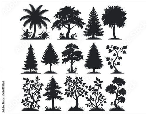 Tree Line Clipart in Forest Style