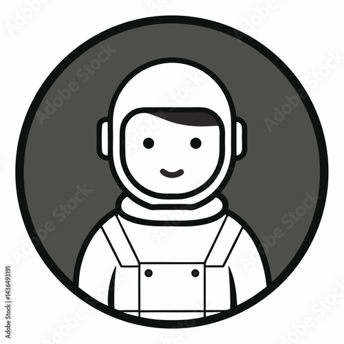 Simple Icon of a Smiling Astronaut in a Spacesuit