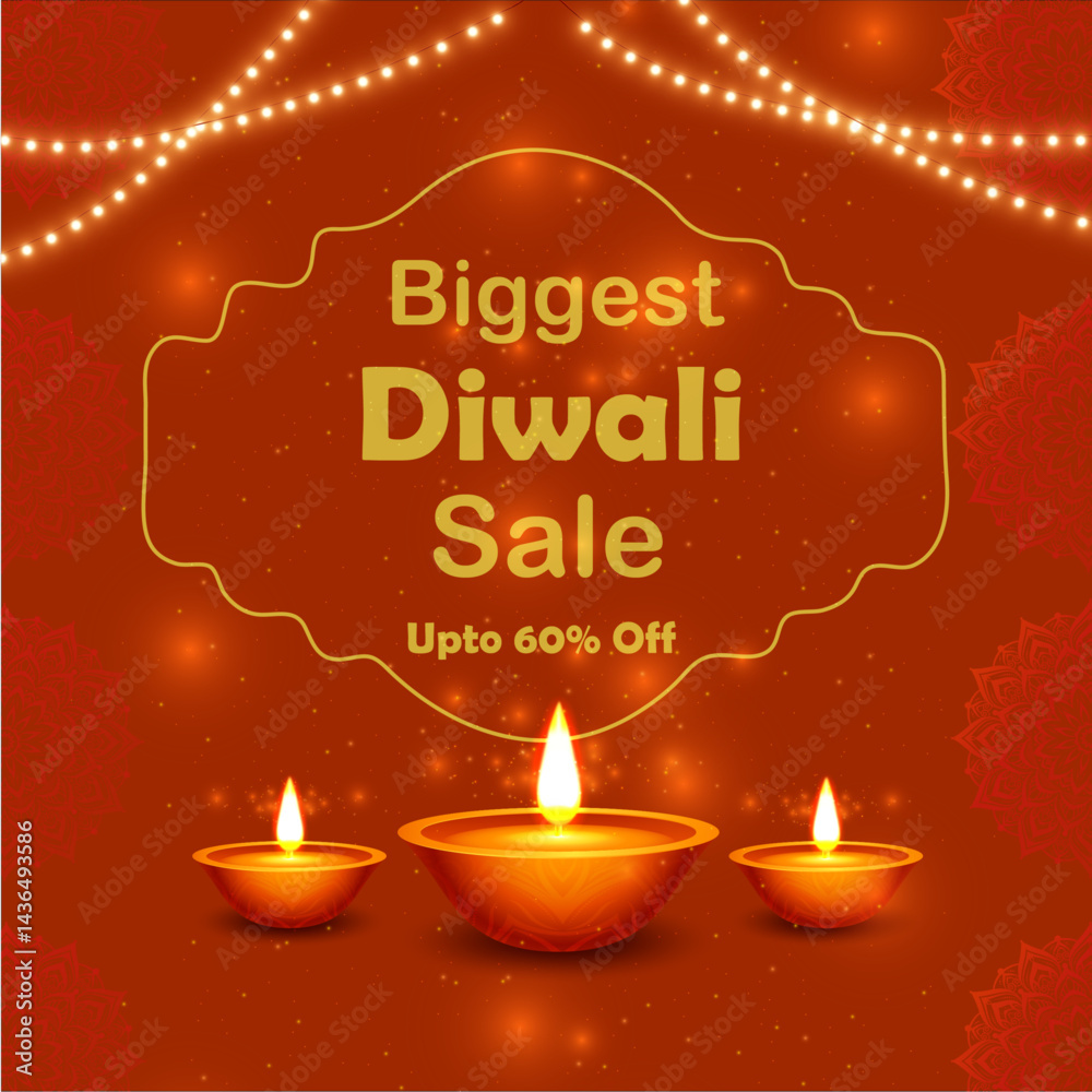 Naklejka premium Diwali discount post 