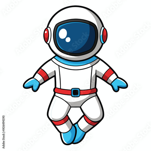 Cute Cartoon Astronaut Floating in Space