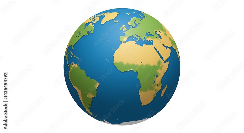 Globe Depicting Continents Isolated on White Background Globe Depicting Continents Isolated on White Background