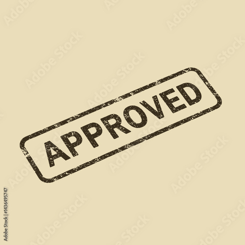 Icon of an approved stamp with a vintage texture in a grunge style design