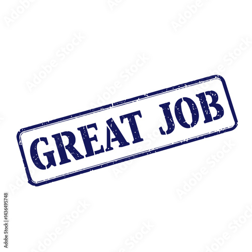 Isolated blue stamp with the text "Great Job" on transparent background, ideal for recognition and encouragement