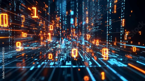 Wallpaper Mural Digital code stream, futuristic perspective Torontodigital.ca