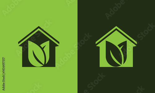 Farmhouse with leaves logo design