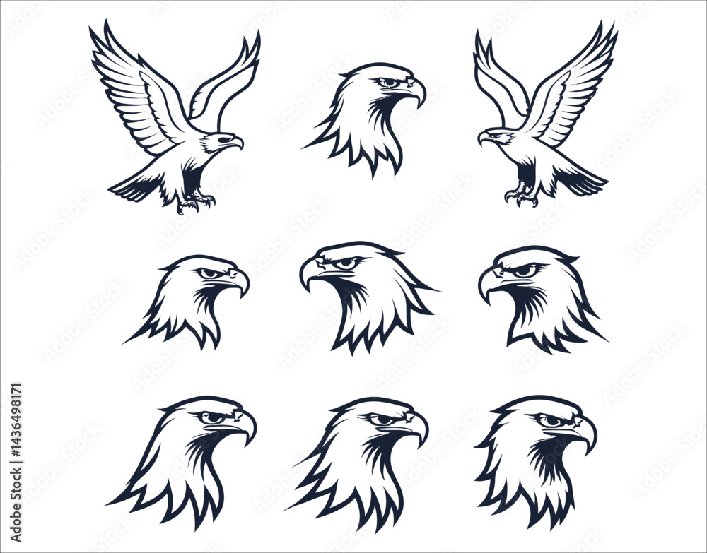 Fototapeta premium Clean Eagle Line Art Collection