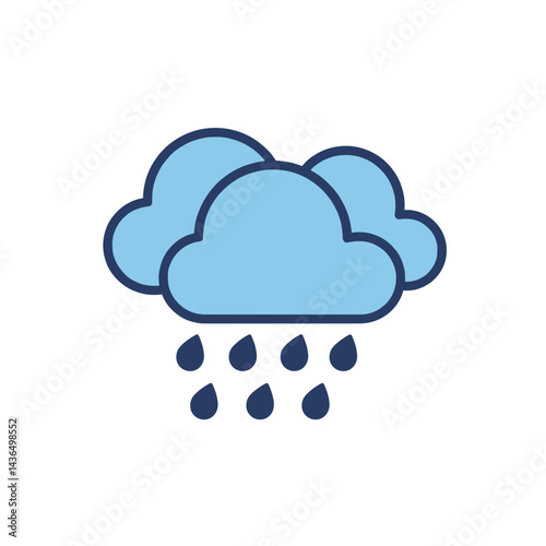 Light rain icon depicting clouds and rain in a flat design  