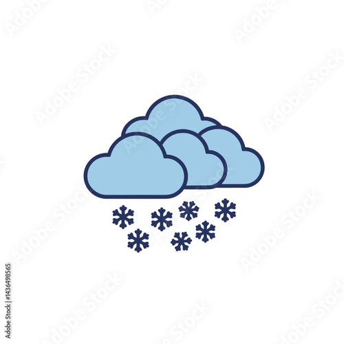 Heavy snow icon depicting clouds and falling snowflakes  