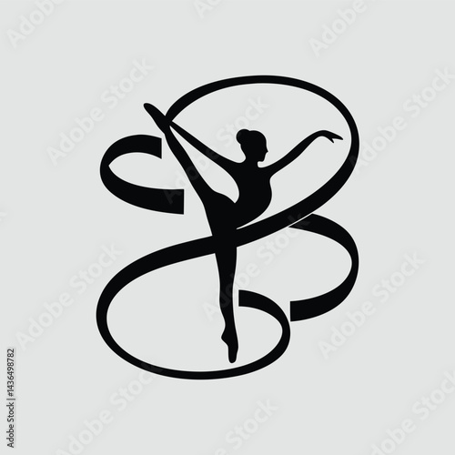 Silhouette of a Rhythmic Gymnast with Ribbon
